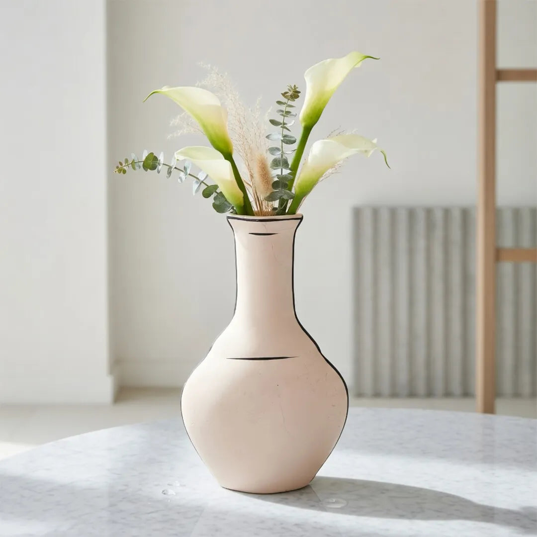 NW240798L-BEBK Ceramic Vase Beige Black 26 cm