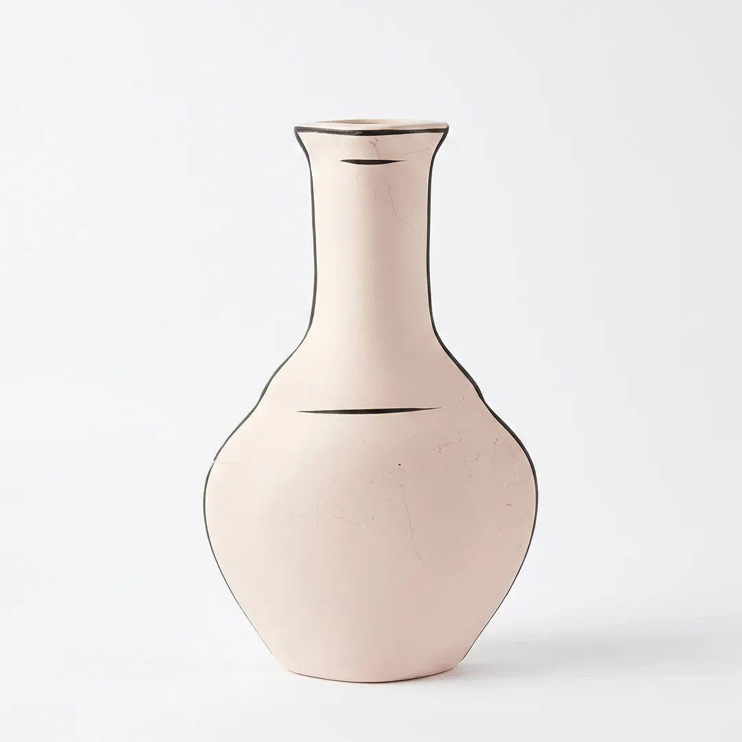 NW240798L-BEBK Ceramic Vase Beige Black 26 cm