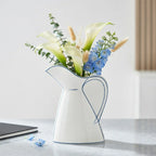 NW240799L-BEBK Ceramic Jug Vase Beige Blue 26 cm
