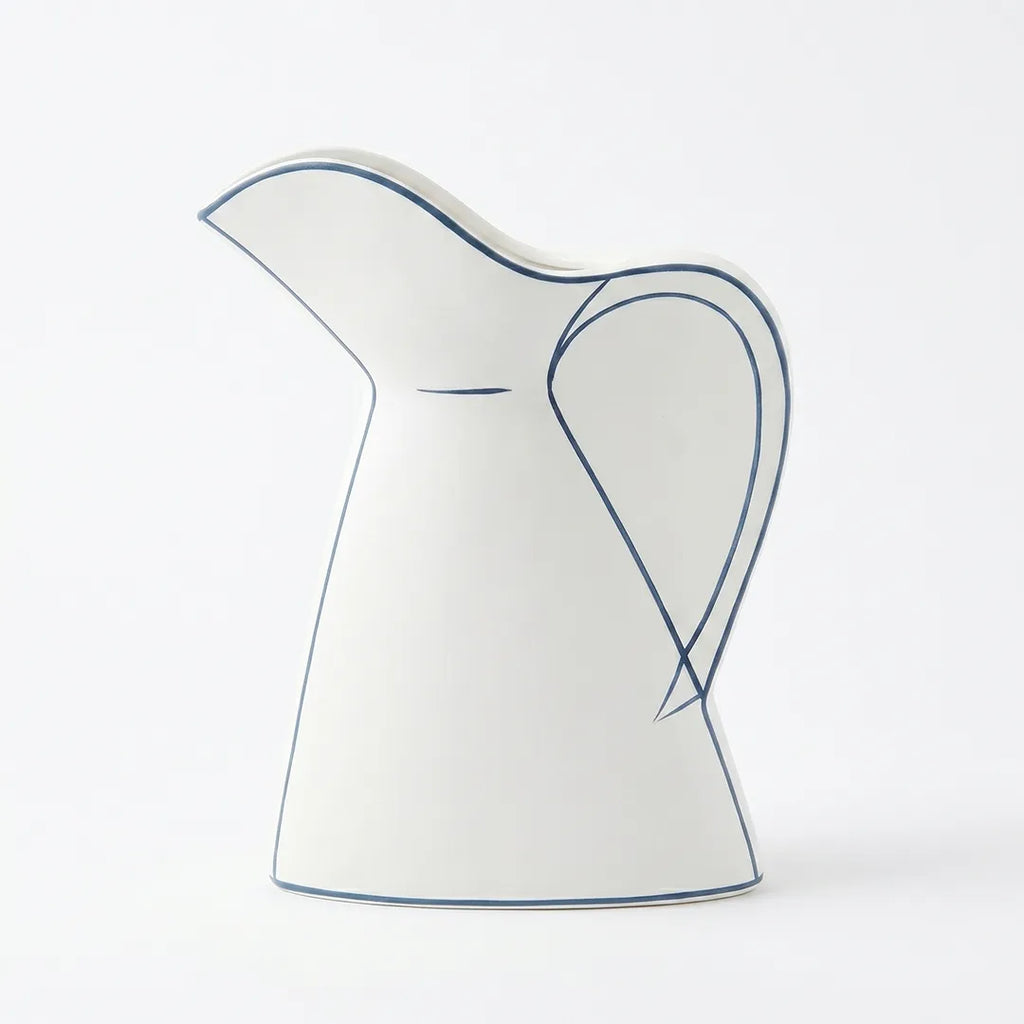 NW240799L-BEBK Ceramic Jug Vase Beige Blue 26 cm