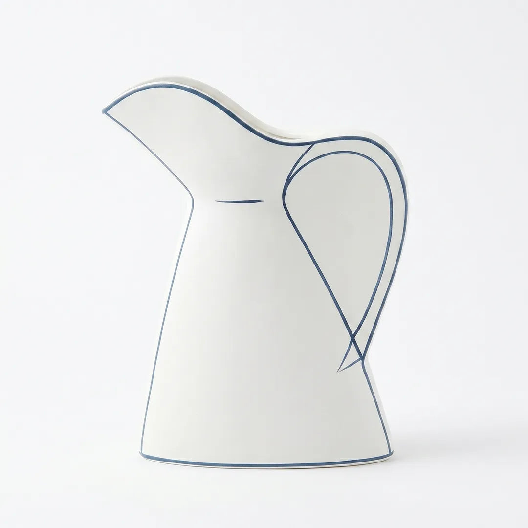 NW240799L-BEBK Ceramic Jug Vase Beige Blue 26 cm