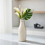 NW240800L-BEBK Ceramic Vase Beige Black Slim Design 30 cm