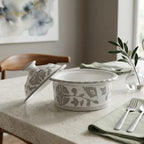 P-B 11 Selene Botanical Motif Ceramic Serving Pot with Lid – 11 cm