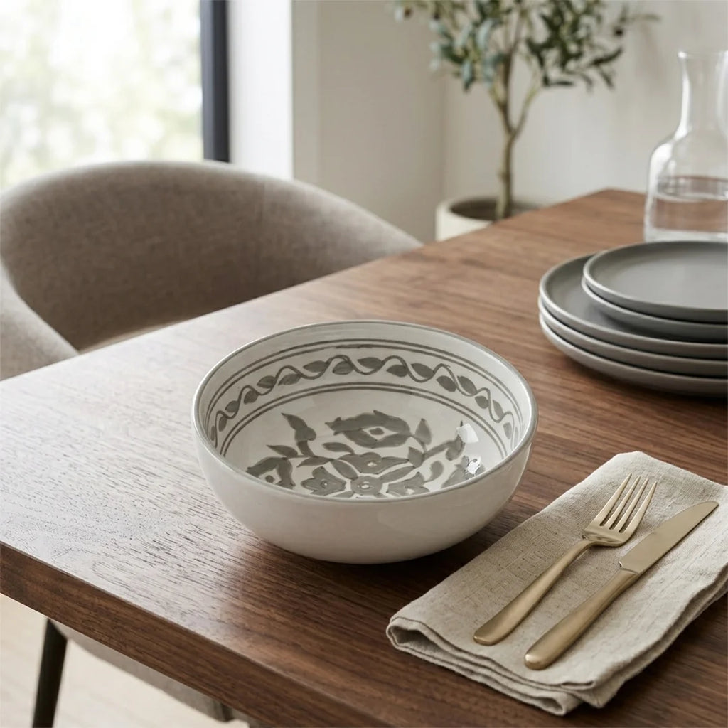 P-B 16 Selene Botanical Motif Ceramic Bowl – 15 cm