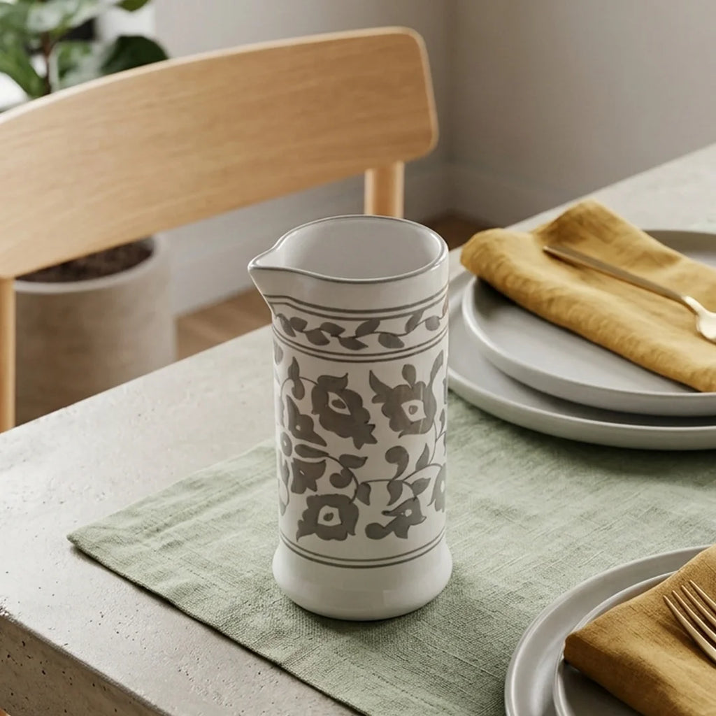 P-B 22 Selene Botanical Motif Ceramic Carafe – 20 cm