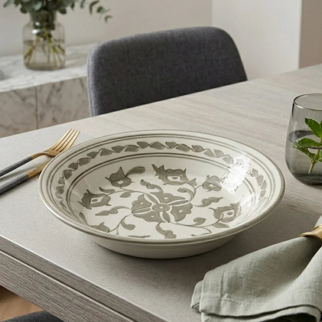 P-B 23 Selene Botanical Motif Ceramic Soup Plate – 23 cm