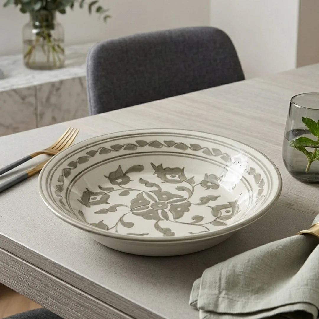 P-B 23 Selene Botanical Motif Ceramic Soup Plate – 23 cm