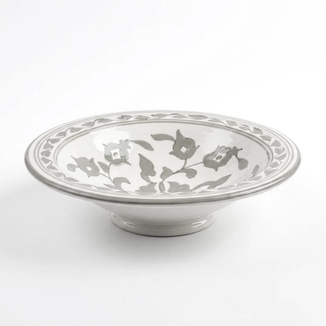 P-B 23 Selene Botanical Motif Ceramic Footed Soup Plate – 23 cm