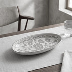 P-B 25 Selene Botanical Motif Ceramic Oval Serving Plate – 25 cm