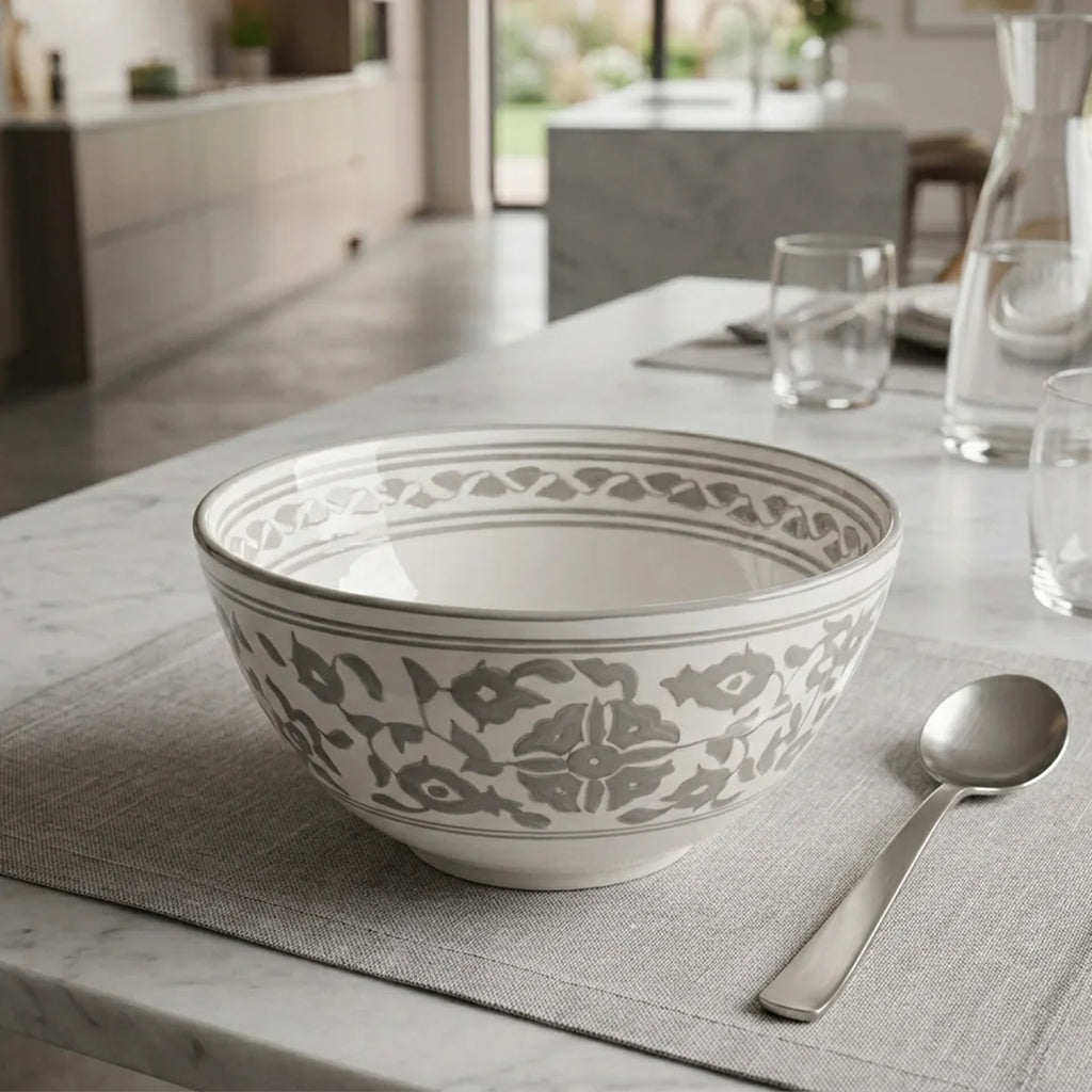 P-B 25 Selene Botanical Motif Ceramic Serving Bowl – 25 cm