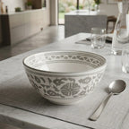 P-B 25 Selene Botanical Motif Ceramic Serving Bowl – 25 cm