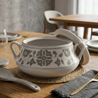 P-B 25 Selene Botanical Motif Ceramic Soup Tureen – 25 cm