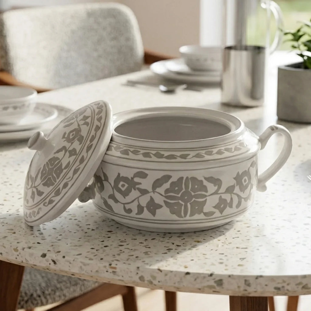 P-B 25 Selene Botanical Motif Ceramic Soup Tureen – 25 cm