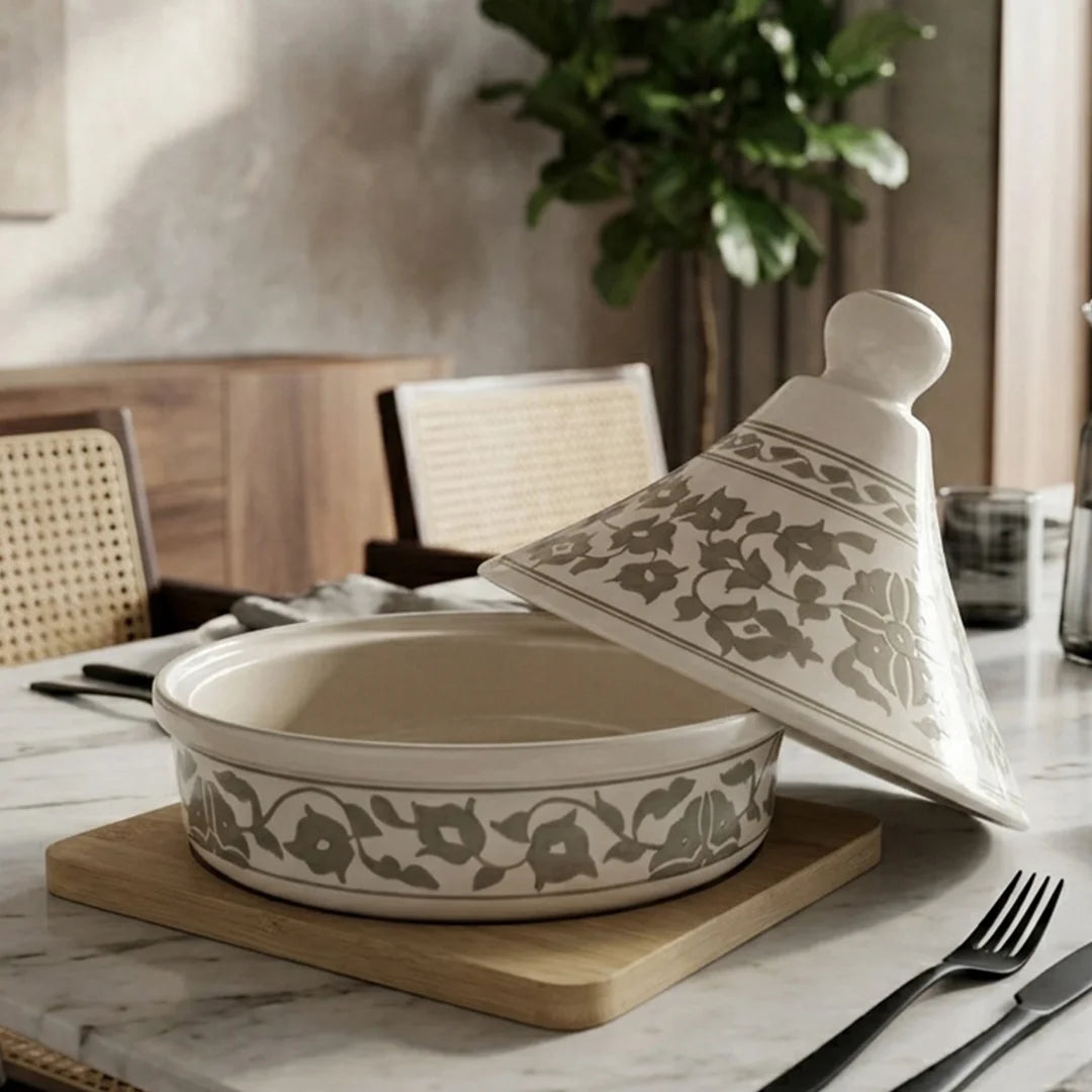 P-B 29 Selene Botanical Motif Ceramic Tagine – 29 cm