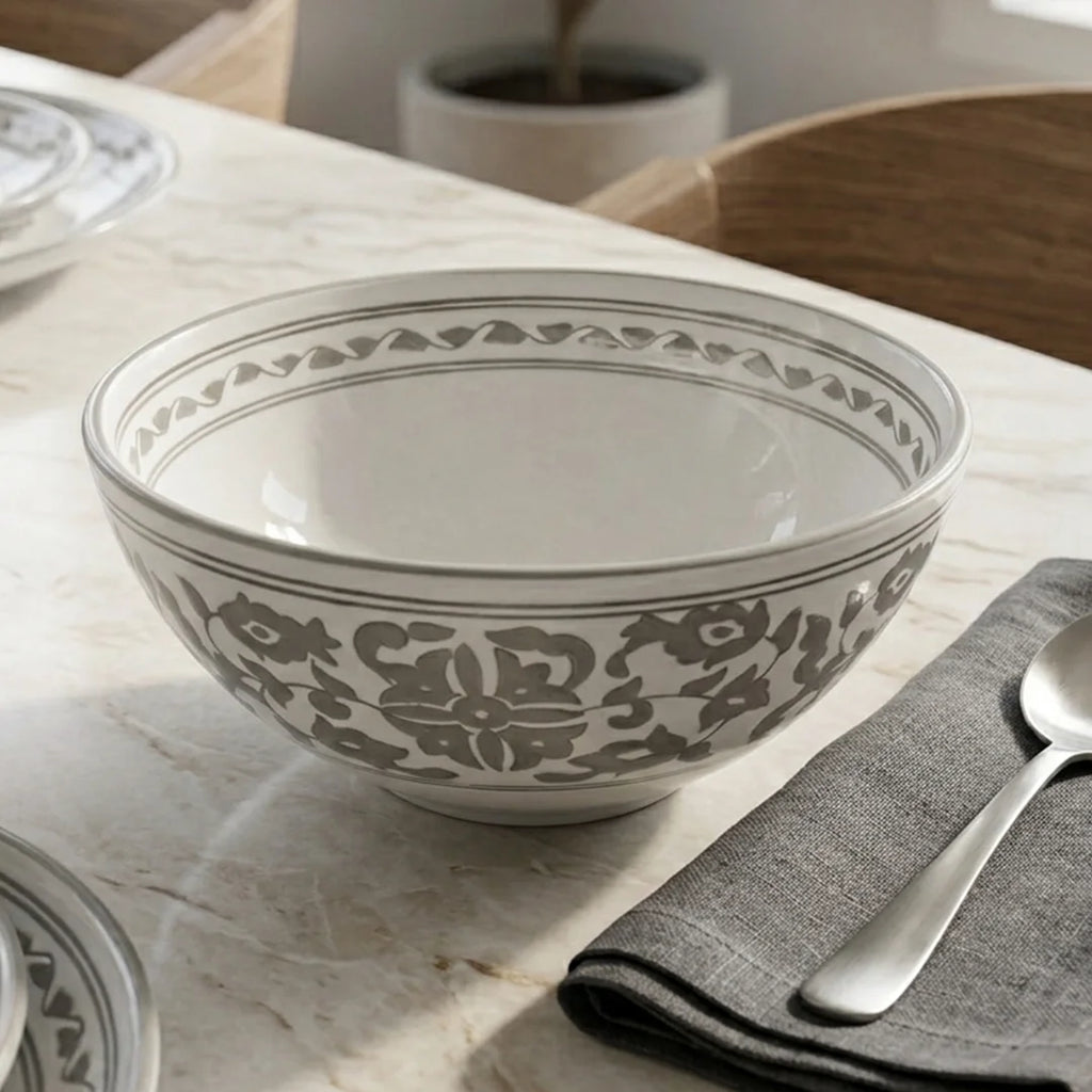 P-B 30 Selene Botanical Motif Ceramic Serving Bowl – 30 cm