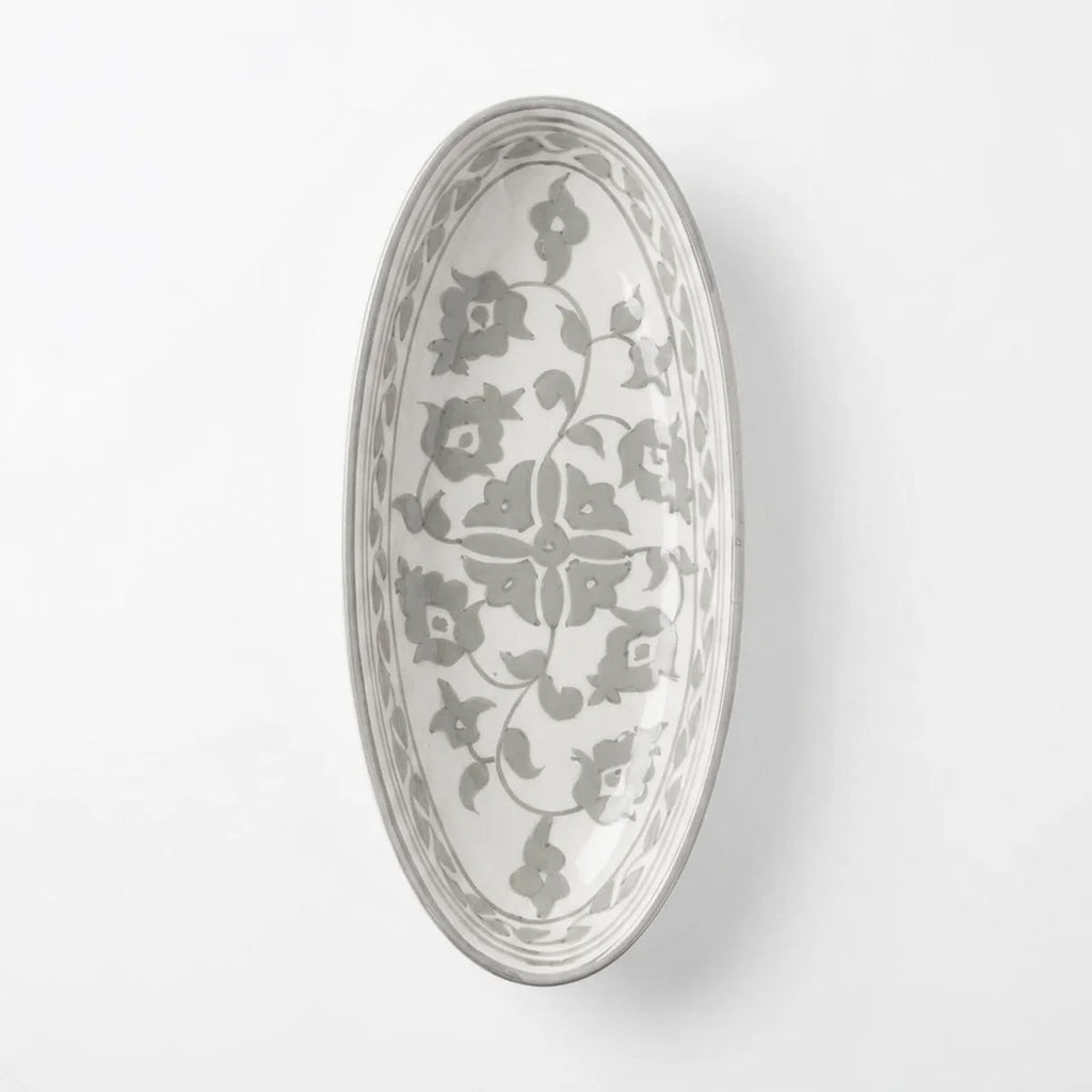 P-B 31 Selene Botanical Motif Oval Serving Plate – 31 cm