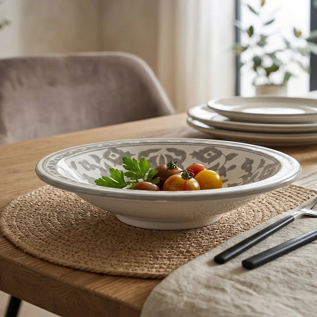 P-B 38 Selene Botanical Motif Footed Serving Platter – 38 cm