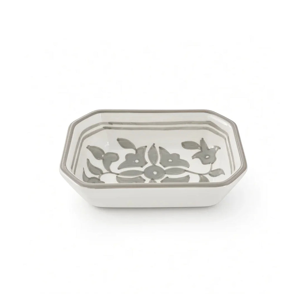 P-B 10.5 Selene Botanical Motif Ceramic Rectangular Serving Dish – 10.5 cm