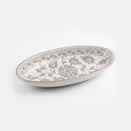 P-B 25 Selene Botanical Motif Ceramic Oval Serving Plate – 25 cm