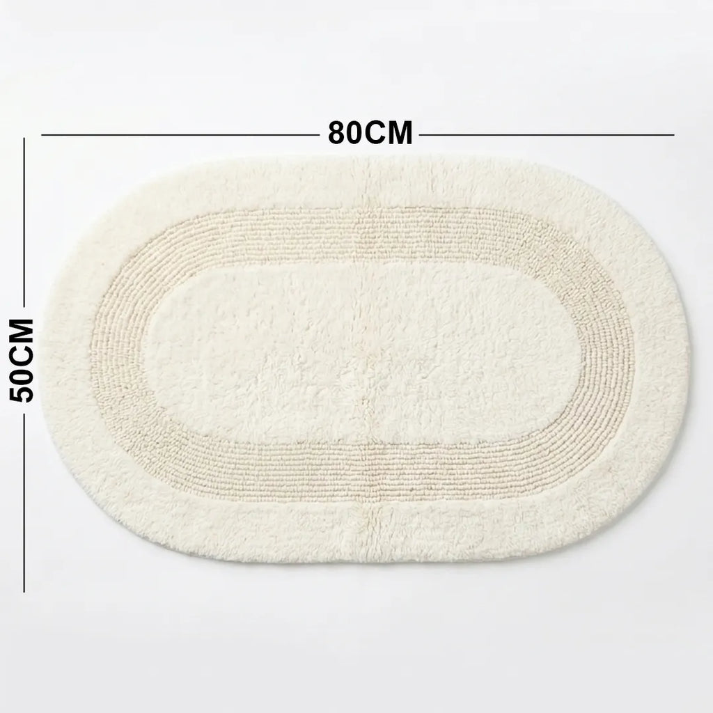 PHBM0008 Luhpar Soft Reversible Oval Door Mat Ivory 50 × 80 cm