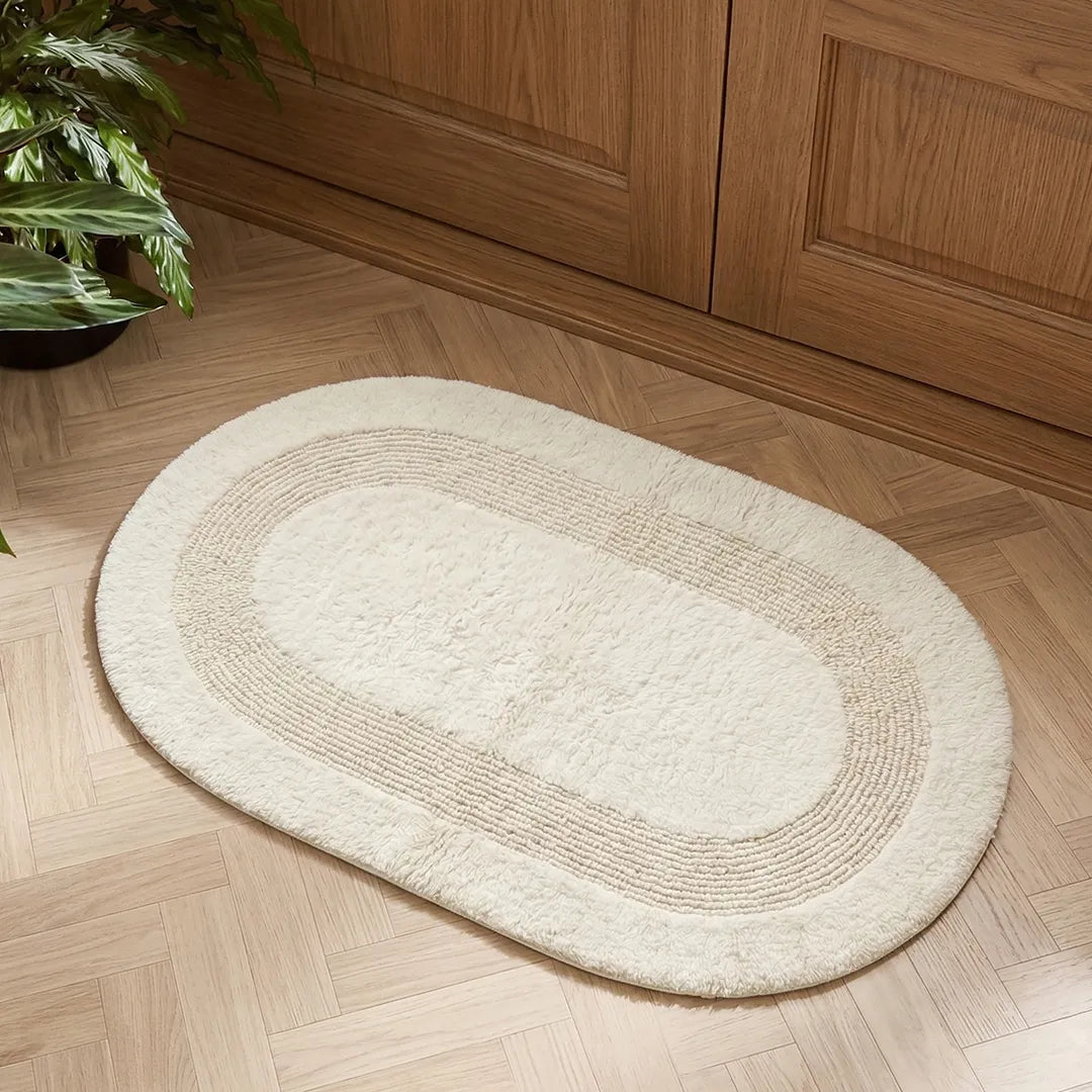 PHBM0008 Luhpar Soft Reversible Oval Door Mat Ivory 50 × 80 cm