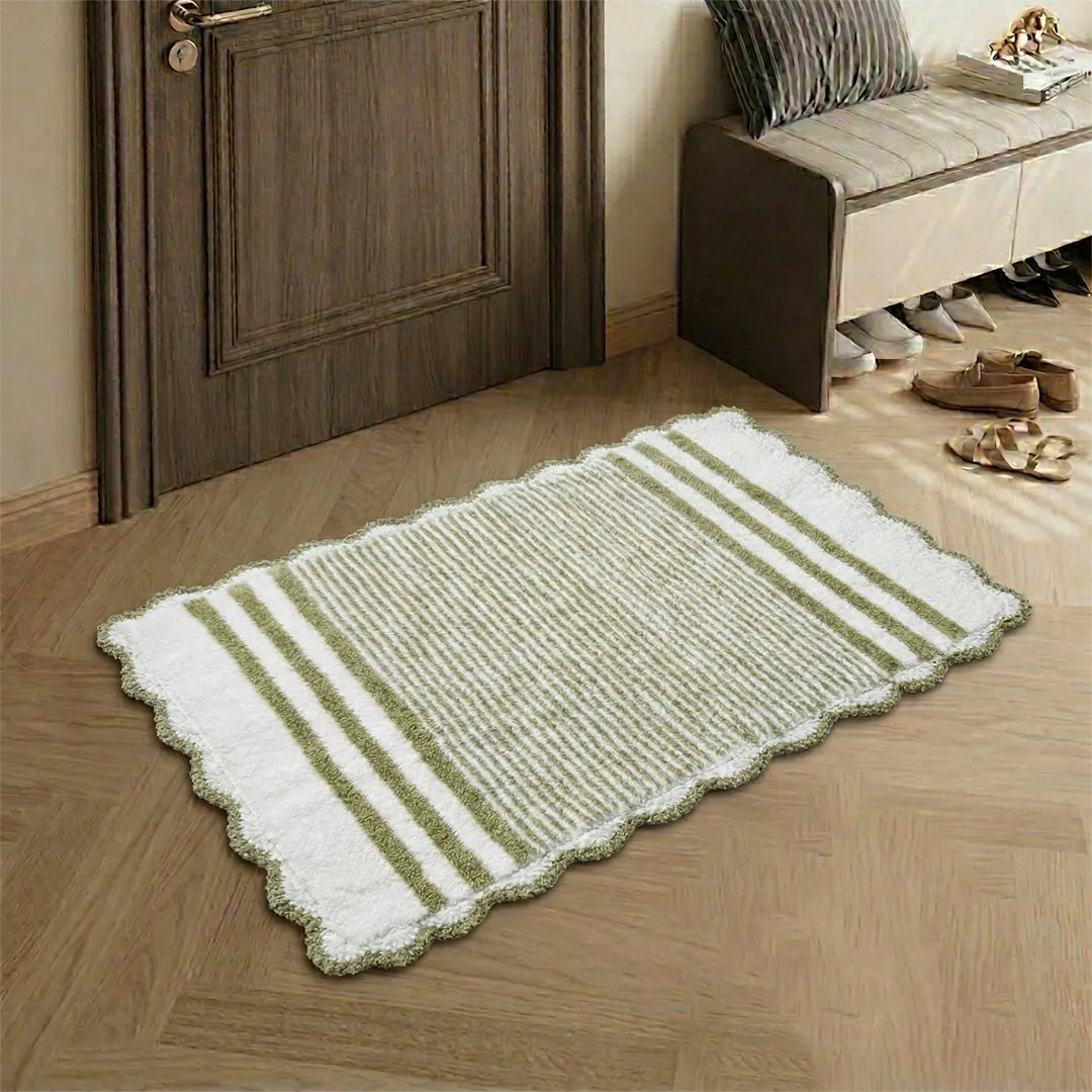 PHBM0038 Luhpar Soft Reversible Door Mat Green Stripe 50 × 80 cm