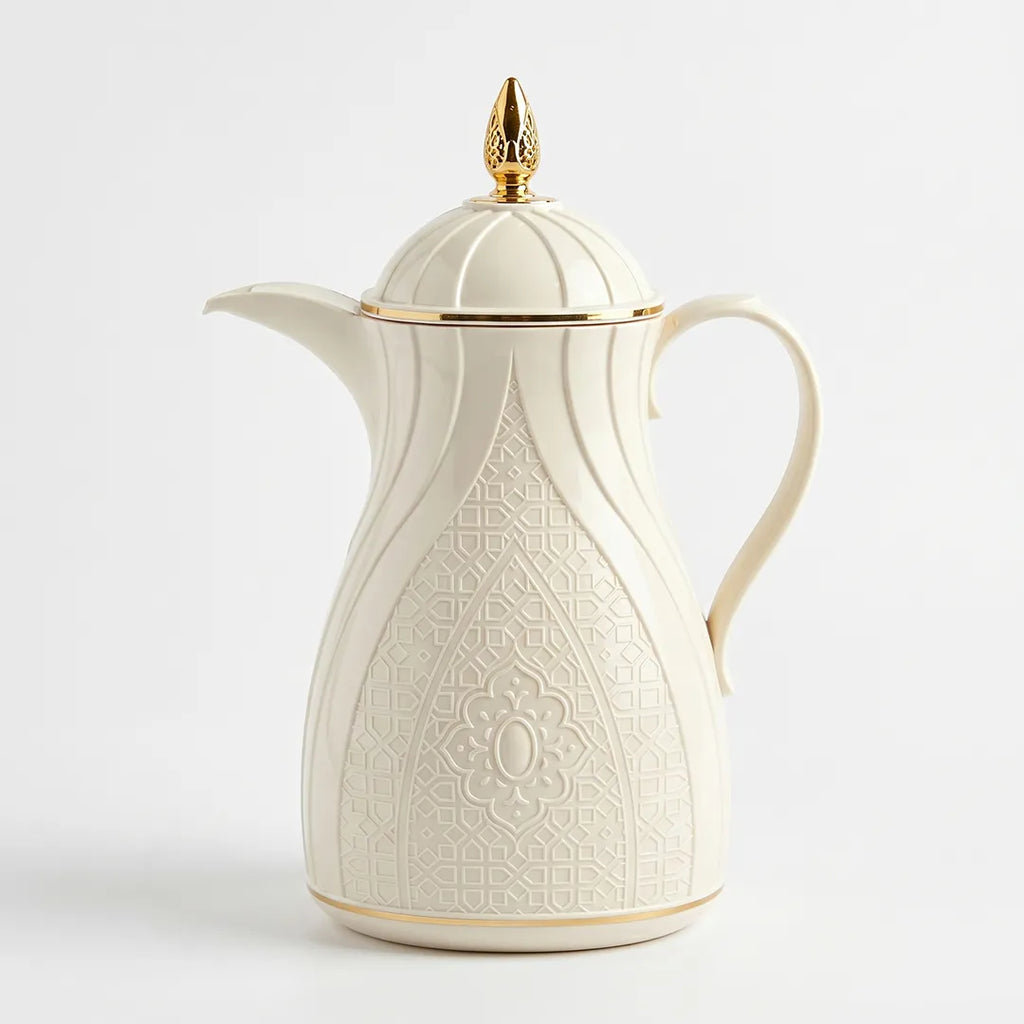 RS-288-06-CF-A01 Rose Arabic Pattern Thermal Flask Cream & Gold 1L