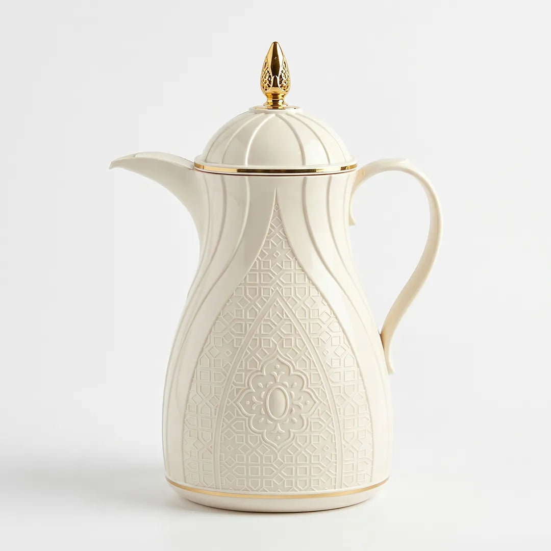 RS-288-06-CF-A01 Rose Arabic Pattern Thermal Flask Cream & Gold 1L