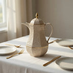 RS-624-13-CF-A34 Rose Arabic Embossed Vacuum Flask Beige & Gold 1.3L