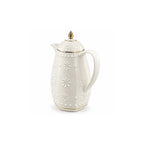 RS-711-06-A01 Rose Dallah Geometric Embossed Arabic Tea Flask – Ivory White & Gold, 650 ML