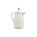 RS-711-06-CF-A01 Rose Dallah Geometric Embossed Arabic Coffee Flask – Ivory White & Gold, 650 ML