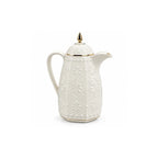 RS-711-06-CF-A01 Rose Dallah Geometric Embossed Arabic Coffee Flask – Ivory White & Gold, 650 ML
