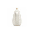 RS-711-06-CF-A01 Rose Dallah Geometric Embossed Arabic Coffee Flask – Ivory White & Gold, 650 ML