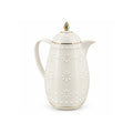 RS-711-10-A01 Rose Dallah Geometric Embossed Arabic Tea Flask – Ivory White & Gold, 1.0 Litre