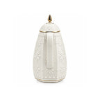 RS-711-10-A01 Rose Dallah Geometric Embossed Arabic Tea Flask – Ivory White & Gold, 1.0 Litre