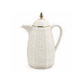 RS-711-10-CF-A01 Rose Dallah Geometric Embossed Arabic Coffee Flask – Ivory White & Gold, 1 Litre