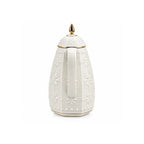 RS-711-10-CF-A01 Rose Dallah Geometric Embossed Arabic Coffee Flask – Ivory White & Gold, 1 Litre