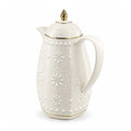 RS-711-15-A01 Rose Dallah Geometric Embossed Arabic Tea Flask – Ivory White & Gold, 1.5 Litres