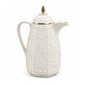RS-711-15-CF-A01 Rose Dallah Geometric Embossed Arabic Coffee Flask – Ivory White & Gold, 1.5 Litres