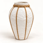 White papier-mache rope detail vase, 26 cm, full hero view