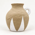 Taupe and white papier-mache handled decor vase, 27 cm, full hero view
