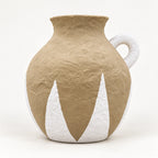 Taupe and white papier-mache handled decor vase, 27 cm, full hero view