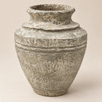 Stone effect papier-mache decor vase, 38 cm, full angle view
