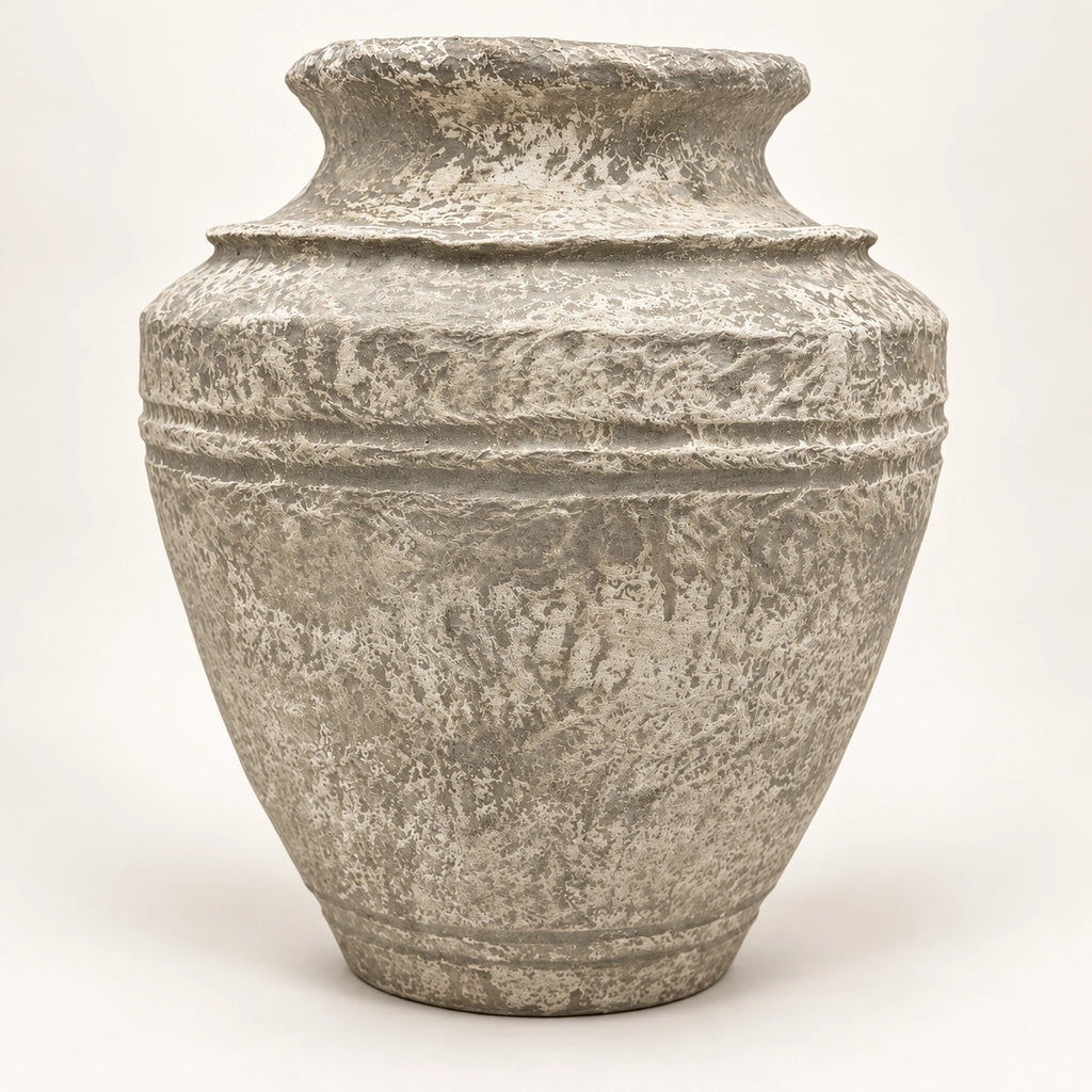 Stone effect papier-mache decor vase, 38 cm, full hero view