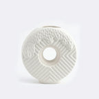 SD391 Ceramic Flower Vase Textured Hollow Round Decorative Vase 26 cm