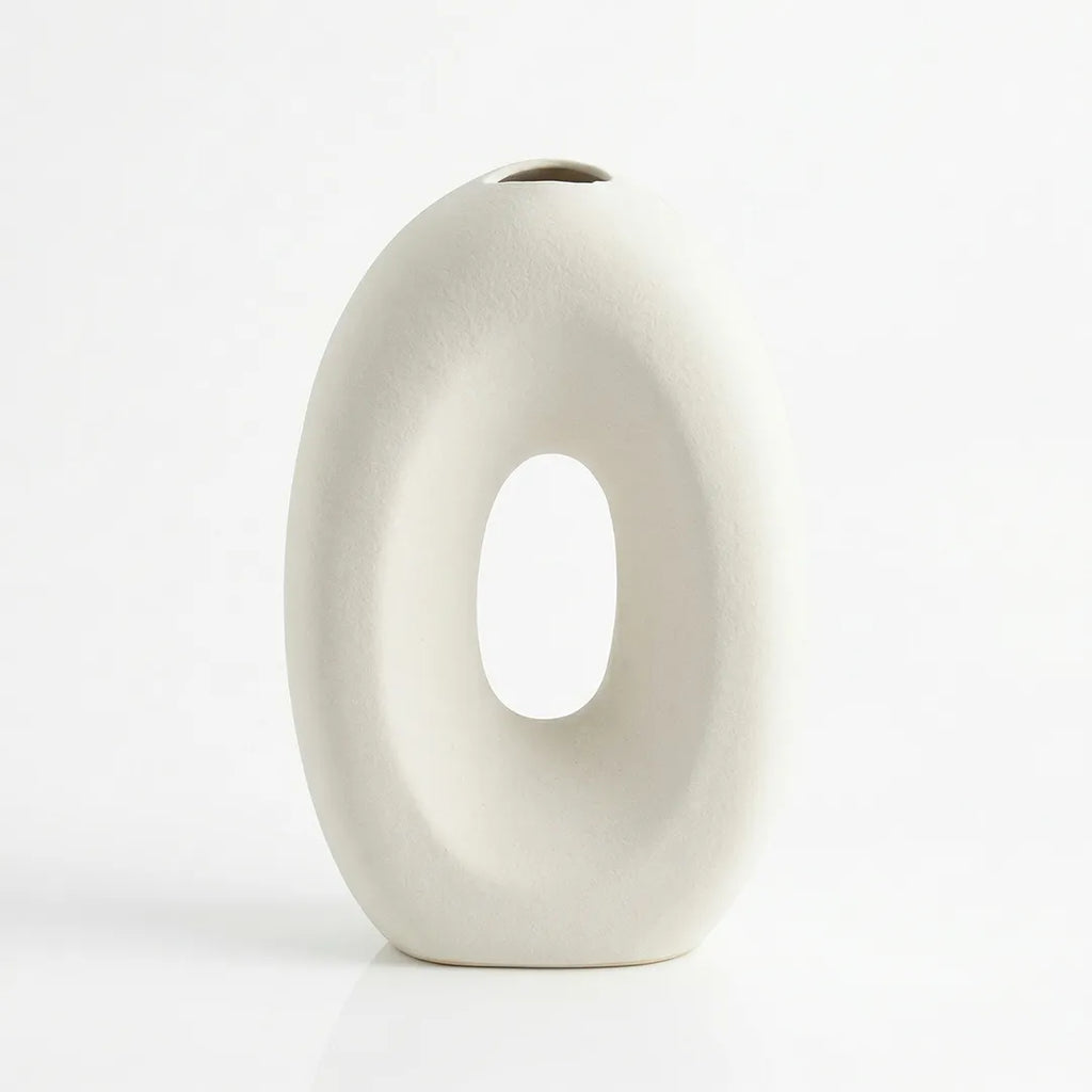SD407 Ceramic Flower Vase Modern Oval Hollow Decorative Vase 24 cm