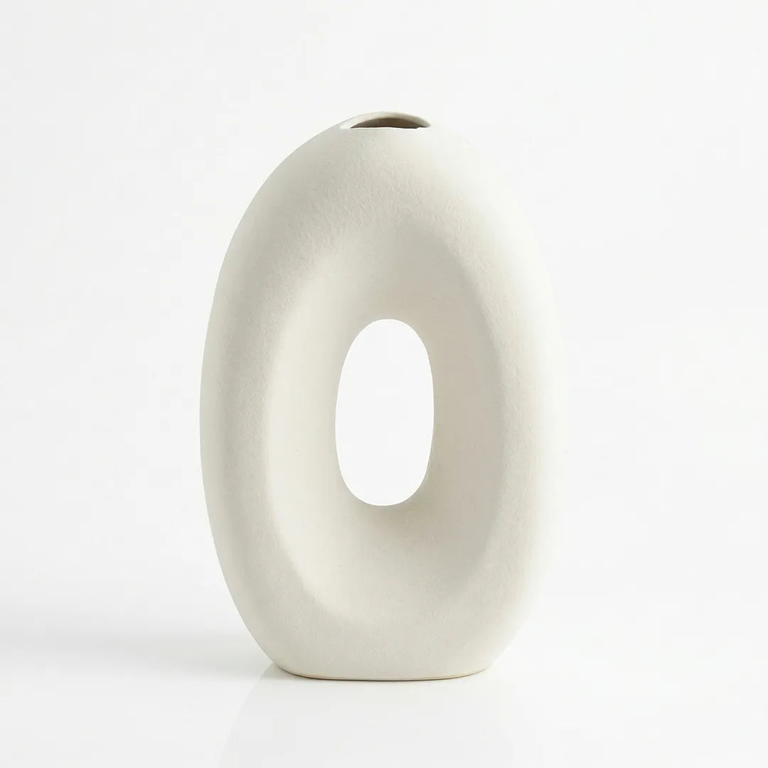 SD407 Ceramic Flower Vase Modern Oval Hollow Decorative Vase 24 cm