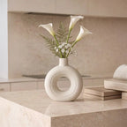 SD682 Ceramic Flower Vase Modern Donut Shape Decorative Vase 22 cm