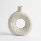 SD682 Ceramic Flower Vase Modern Donut Shape Decorative Vase 22 cm