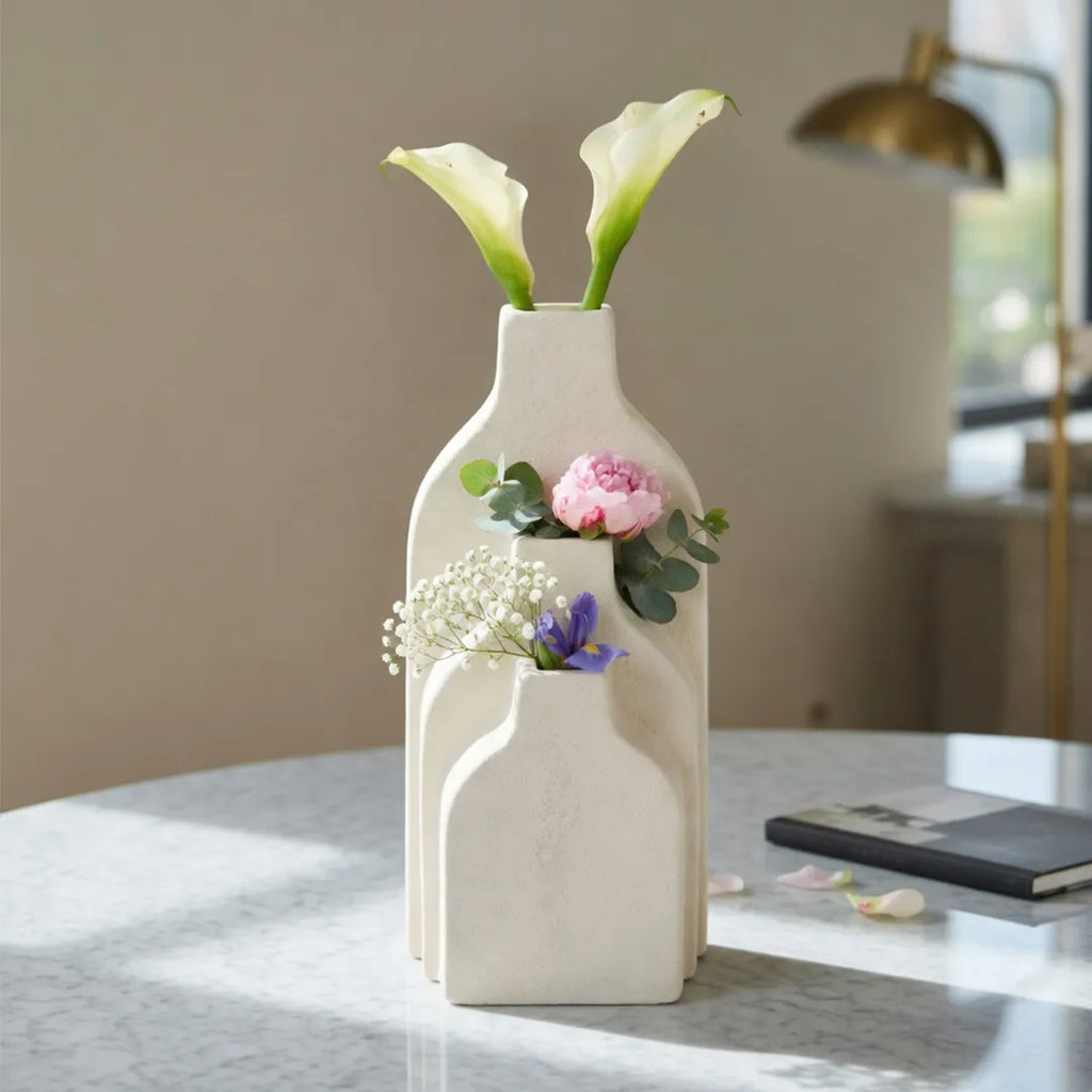 SD695 Ceramic Multi-Layer Vase Ivory 26 cm